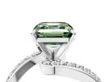 White gold Fancy Green Asscher  Solitaire Twist Band with Pave Set Diamonds and Four-Prong Setting_4
