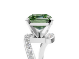 White gold Fancy Green Asscher  Solitaire Twist Band with Pave Set Diamonds and Four-Prong Setting_5