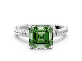 White gold Fancy Green Asscher  Solitaire Twisted Band Prong Set Engagement Ring_54