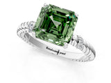 White gold Fancy Green Asscher  Solitaire Twisted Band Prong Set Engagement Ring_56