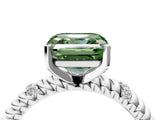 White gold Fancy Green Asscher  Solitaire Twisted Band Prong Set Engagement Ring_58