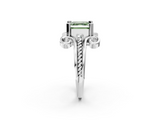 White gold Fancy Green Asscher  Solitaire Twisted Band Scroll Prong Ring_5
