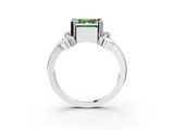 White gold Fancy Green Asscher  Solitaire Twisted Band Scroll Prong Ring_6