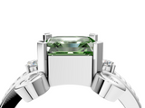 White gold Fancy Green Asscher  Solitaire Twisted Band Scroll Prong Ring_7