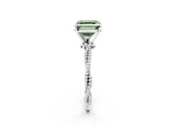 White gold Fancy Green Asscher  Solitaire Twisted Band with Bead Prong Setting_48