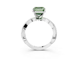 White gold Fancy Green Asscher  Solitaire Twisted Band with Bead Prong Setting_49