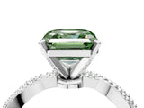 White gold Fancy Green Asscher  Solitaire Twisted Band with Bead Prong Setting_50
