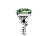 White gold Fancy Green Asscher  Solitaire Twisted Band with Bead Prong Setting_51