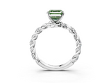 White gold Fancy Green Asscher  Solitaire Twisted Band with Pavé Accents and Four-Prong Setting_3