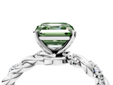 White gold Fancy Green Asscher  Solitaire Twisted Band with Pavé Accents and Four-Prong Setting_4