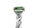 White gold Fancy Green Asscher  Solitaire Twisted Band with Pavé Accents and Four-Prong Setting_5