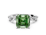 White gold Fancy Green Asscher  Solitaire Twisted Band with Prong Setting 1