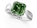 White gold Fancy Green Asscher  Solitaire Twisted Band with Prong Setting_22