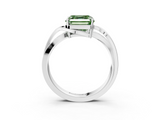 White gold Fancy Green Asscher  Solitaire Twisted Band with Prong Setting_24