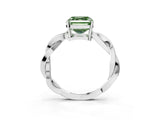 White gold Fancy Green Asscher  Solitaire Twisted Pave Diamond Ring with Four-Prong Setting_143