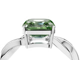White gold Fancy Green Asscher  Solitaire Twisted Pave Diamond Ring with Four-Prong Setting_24