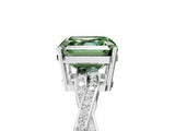 White gold Fancy Green Asscher  Solitaire Twisted Pave Diamond Ring with Four-Prong Setting_29