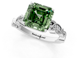 White gold Fancy Green Asscher  Solitaire Vine Band with Milgrain Prong Setting_4