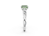 White gold Fancy Green Asscher  Solitaire Vine Band with Milgrain Prong Setting_5