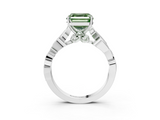 White gold Fancy Green Asscher  Solitaire Vine Band with Milgrain Prong Setting_6