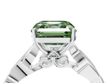 White gold Fancy Green Asscher  Solitaire Vine Band with Milgrain Prong Setting_7