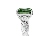 White gold Fancy Green Asscher  Solitaire Vine Band with Milgrain Prong Setting_8