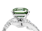 White gold Fancy Green Asscher  Solitaire with Pavé Twist Band and Four-Prong Setting_2