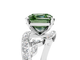 White gold Fancy Green Asscher  Solitaire with Pavé Twist Band and Four-Prong Setting_3