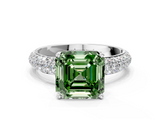 White gold Fancy Green Asscher  Solitaire with Pave Band and Four-Prong Setting_20