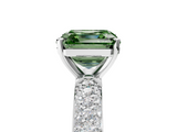 White gold Fancy Green Asscher  Solitaire with Pave Band and Four-Prong Setting_25