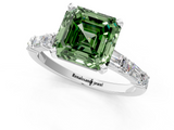 White gold Fancy Green Asscher  Solitaire with Side Baguettes and Channel Set Band_1