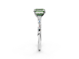 White gold Fancy Green Asscher  Solitaire with Side Baguettes and Channel Set Band_2