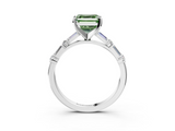 White gold Fancy Green Asscher  Solitaire with Side Baguettes and Channel Set Band_3
