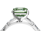 White gold Fancy Green Asscher  Solitaire with Side Baguettes and Channel Set Band_4