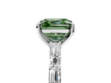 White gold Fancy Green Asscher  Solitaire with Side Baguettes and Channel Set Band_5
