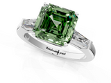 White gold Fancy Green Asscher  Solitaire with Tapered Baguette Side Stones on a Classic Band with Four-Prong Setting_1