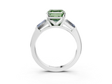 White gold Fancy Green Asscher  Solitaire with Tapered Baguette Side Stones on a Classic Band with Four-Prong Setting_3