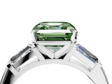 White gold Fancy Green Asscher  Solitaire with Tapered Baguette Side Stones on a Classic Band with Four-Prong Setting_4