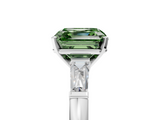 White gold Fancy Green Asscher  Solitaire with Tapered Baguette Side Stones on a Classic Band with Four-Prong Setting_5