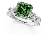 White gold Fancy Green Asscher  Three-Stone Diamond Ring with Pavé Split Shank and Four-Prong Setting_18