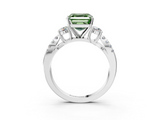 White gold Fancy Green Asscher  Three-Stone Diamond Ring with Pavé Split Shank and Four-Prong Setting_20