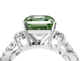 White gold Fancy Green Asscher  Three-Stone Diamond Ring with Pavé Split Shank and Four-Prong Setting_21