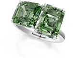White gold Fancy Green Asscher  and Emerald Cut Toi Moi Ring with Prong Setting_30