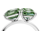 White gold Fancy Green Asscher  and Emerald Cut Toi Moi Ring with Prong Setting_33