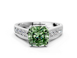 White gold Fancy Green Cushion  Brilliant Channel-Set Solitaire Ring with Four-Prong Setting_36