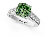 White gold Fancy Green Cushion  Brilliant Channel-Set Solitaire Ring with Four-Prong Setting_38