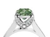 White gold Fancy Green Cushion  Brilliant Cut Diamond Engagement Ring with Pavé Band and Four-Prong Setting_52