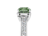White gold Fancy Green Cushion  Brilliant Cut Diamond Engagement Ring with Pavé Band and Four-Prong Setting_54