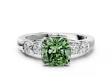 White gold Fancy Green Cushion  Brilliant Cut Diamond Five-Stone Prong Set Engagement Ring with Channel Band_3