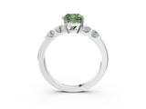 White gold Fancy Green Cushion  Brilliant Cut Diamond Five-Stone Prong Set Engagement Ring with Channel Band_6